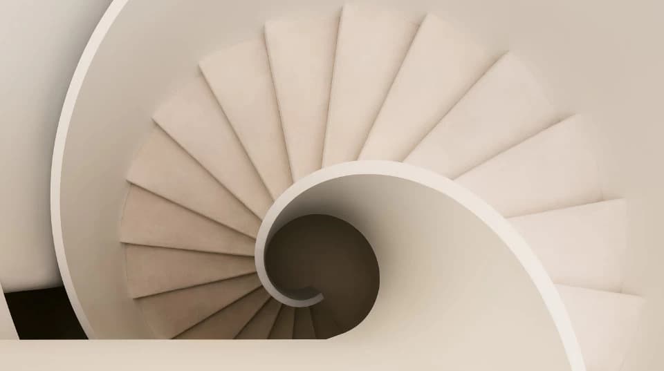 Bespoke interior design — sculptural spiral staircase by Barberini Interiors