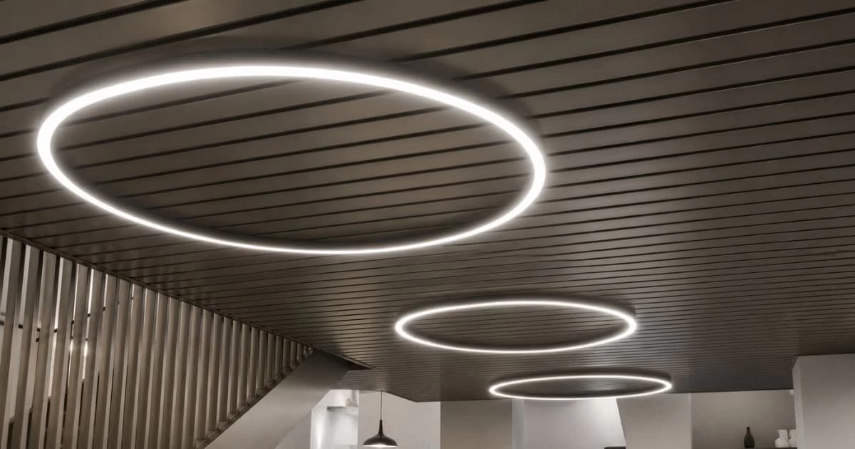 Barberini Interiors — slatted metal ceiling design