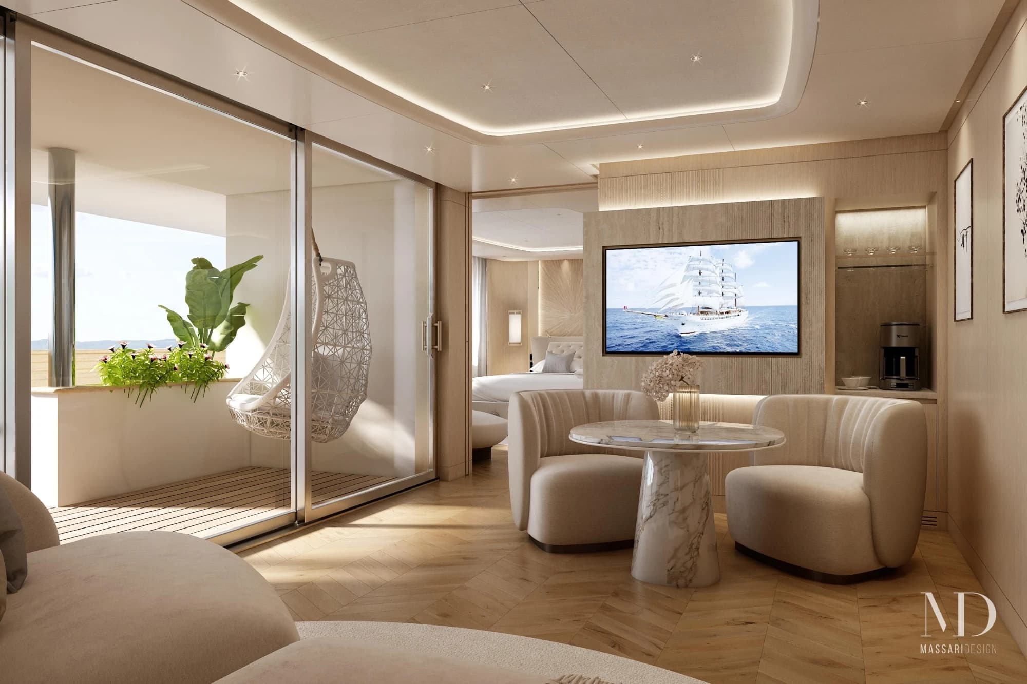 luxury-yacht-lounge-with-wooden-slatted-ceiling-textured-materials-and-sophisticated-furnishings-barberini-interiors-massari-design