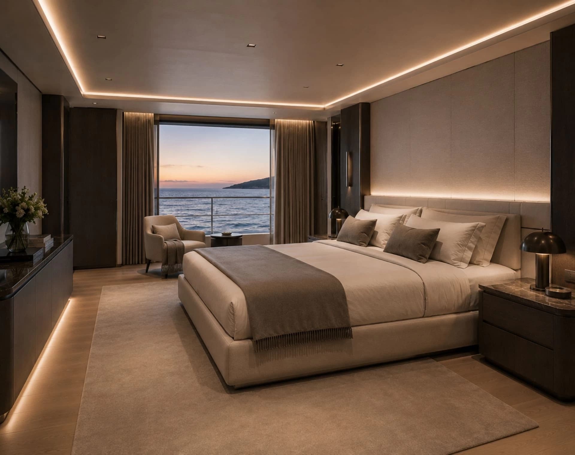 elegant-yacht-master-bedroom-with-bespoke-furniture-and-ocean-view